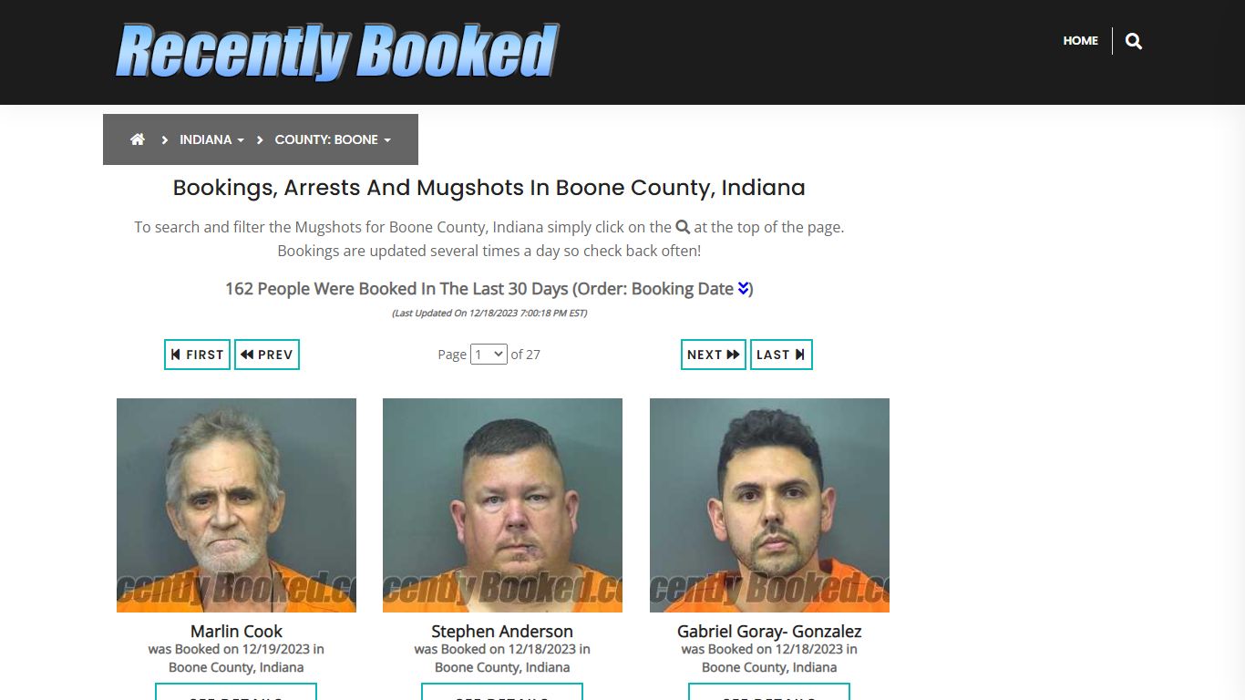 Recent bookings, Arrests, Mugshots in Boone County, Indiana